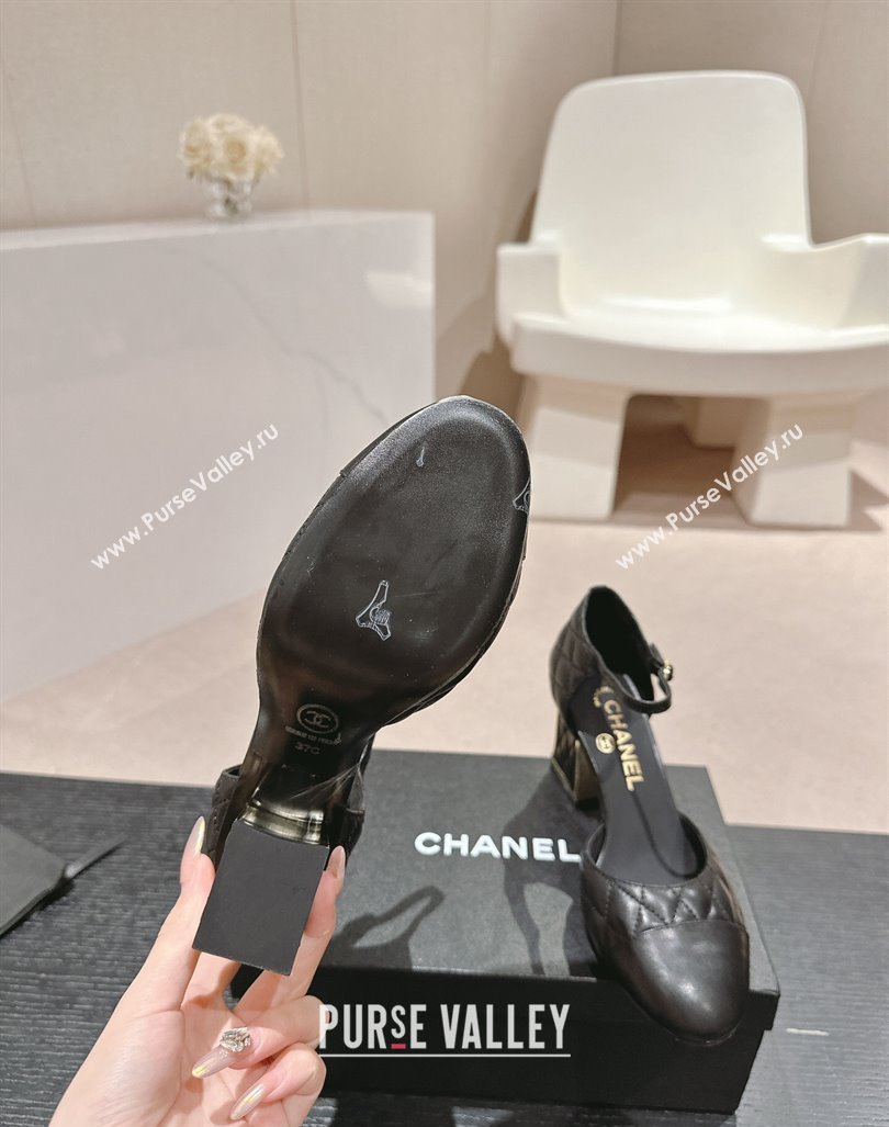 Chanel Quilted Lambskin Mary Janes Pumps 6.5cm Black 2024 G45235 (MD-240816097)