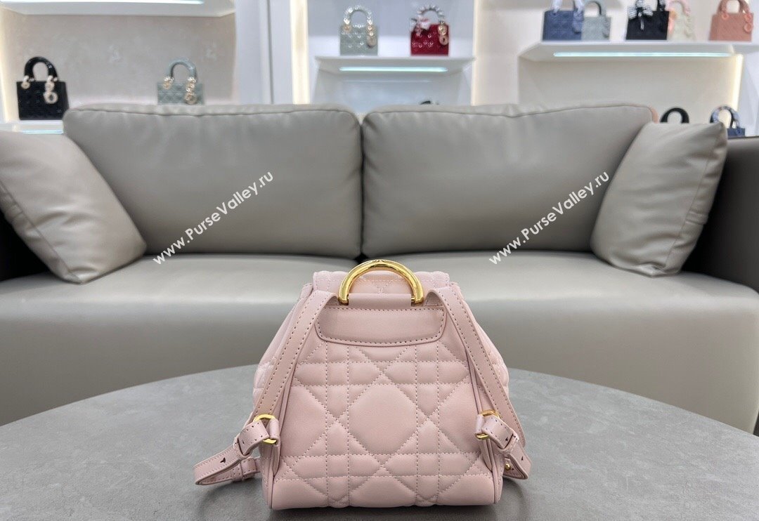 Dior Small Dior Caro Backpack Bag in Macrocannage Lambskin Light Pink 2024 (XXG-241101008)