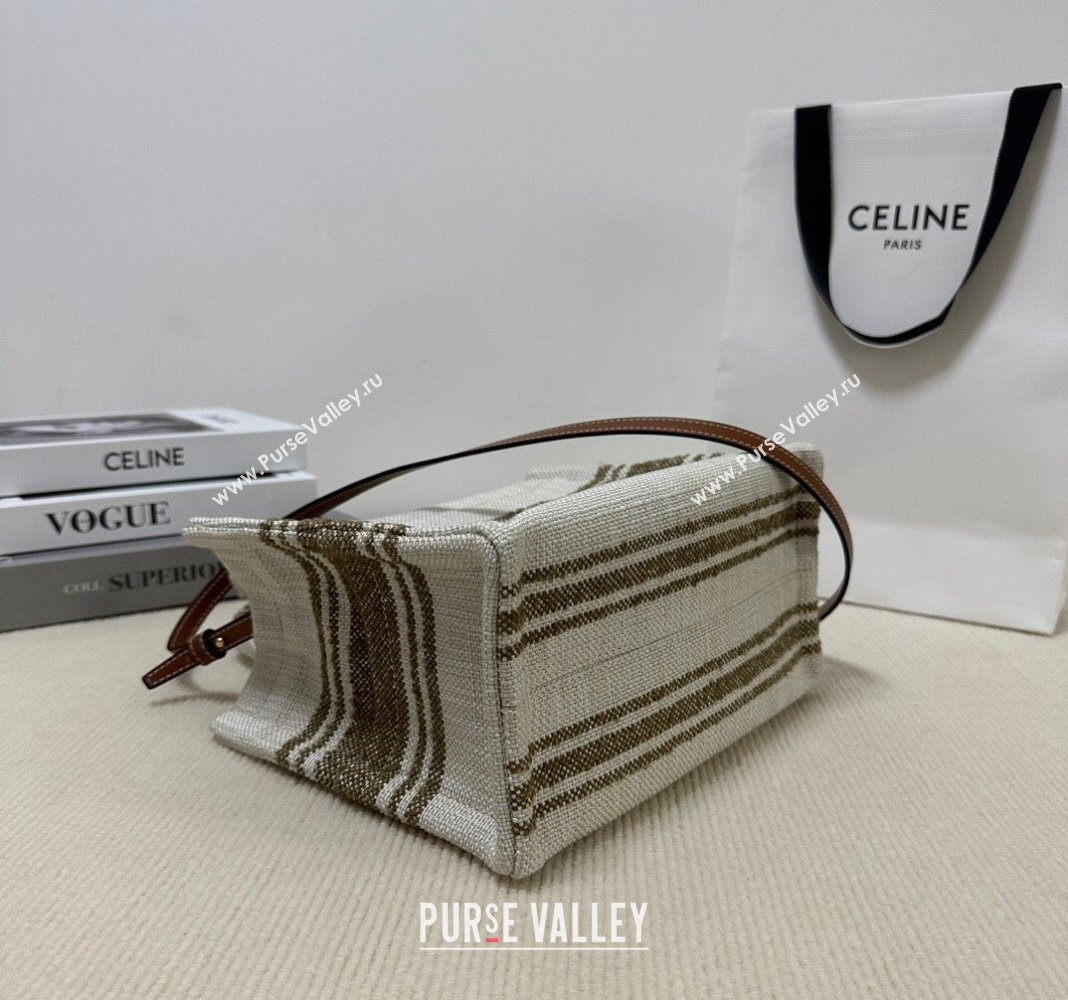 Celine Small Cabas Thais Tote Bag in Textile Khaki Green 199162 2024 (BL-240716029)