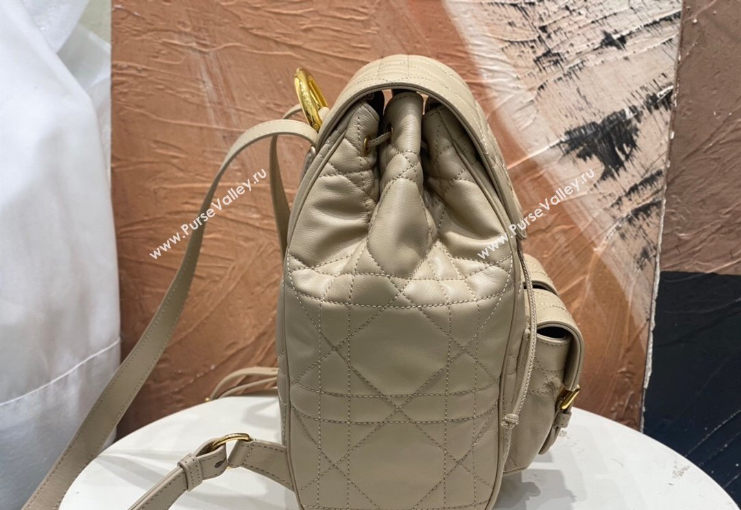 Dior Medium Dior Caro Backpack Bag in Macrocannage Lambskin Biscuit Beige 2024 (XXG-241101016)