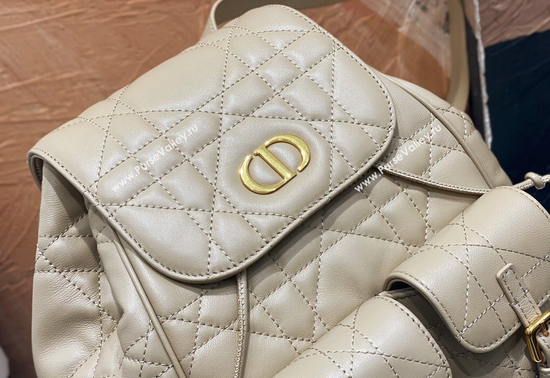 Dior Medium Dior Caro Backpack Bag in Macrocannage Lambskin Biscuit Beige 2024 (XXG-241101016)