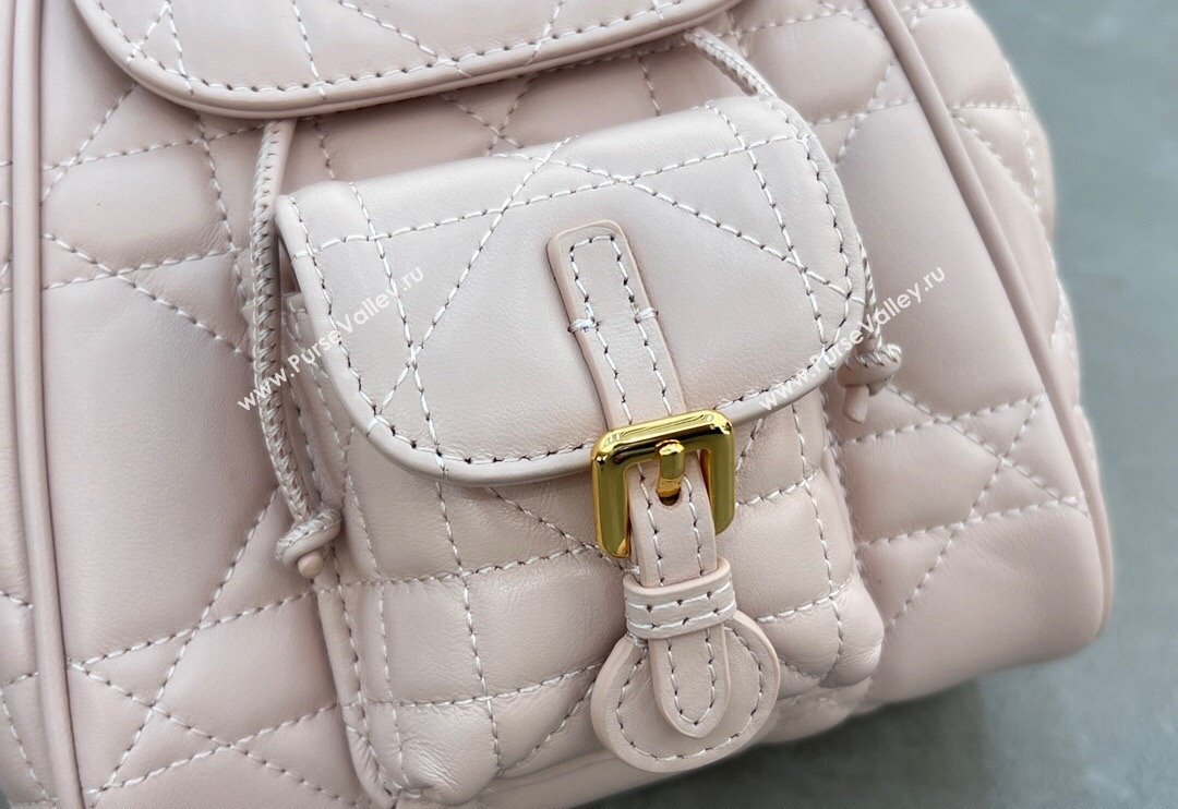 Dior Small Dior Caro Backpack Bag in Macrocannage Lambskin Light Pink 2024 (XXG-241101008)