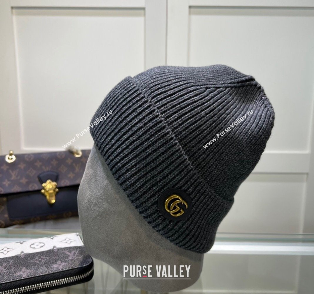 Gucci Knit Hat with GG Patch Grey 2024 1019027 (A-241019088)