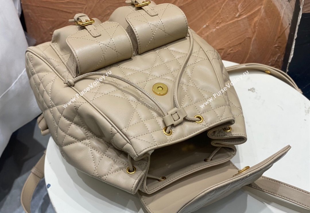 Dior Medium Dior Caro Backpack Bag in Macrocannage Lambskin Biscuit Beige 2024 (XXG-241101016)