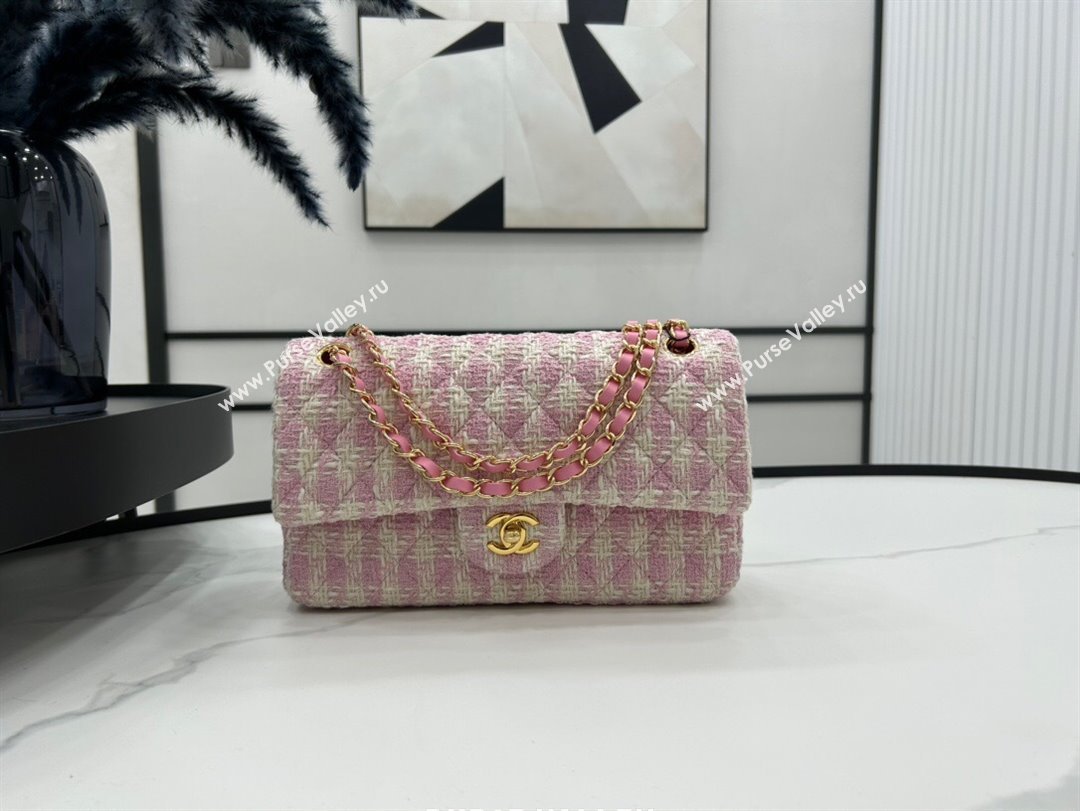 Chanel Classic Tweed Medium Flap Bag A01112 Purple White 2023 1020 (yezi-231020052)