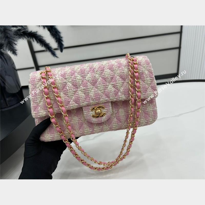 Chanel Classic Tweed Medium Flap Bag A01112 Purple White 2023 1020 (yezi-231020052)