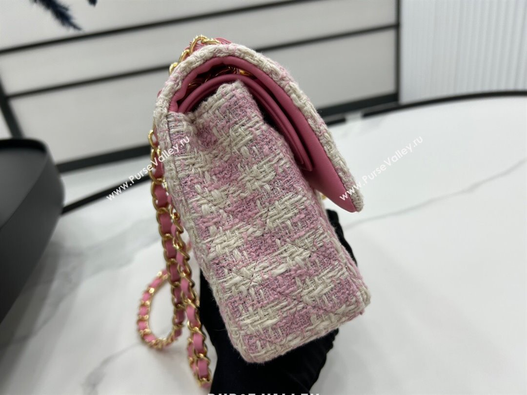 Chanel Classic Tweed Medium Flap Bag A01112 Purple White 2023 1020 (yezi-231020052)