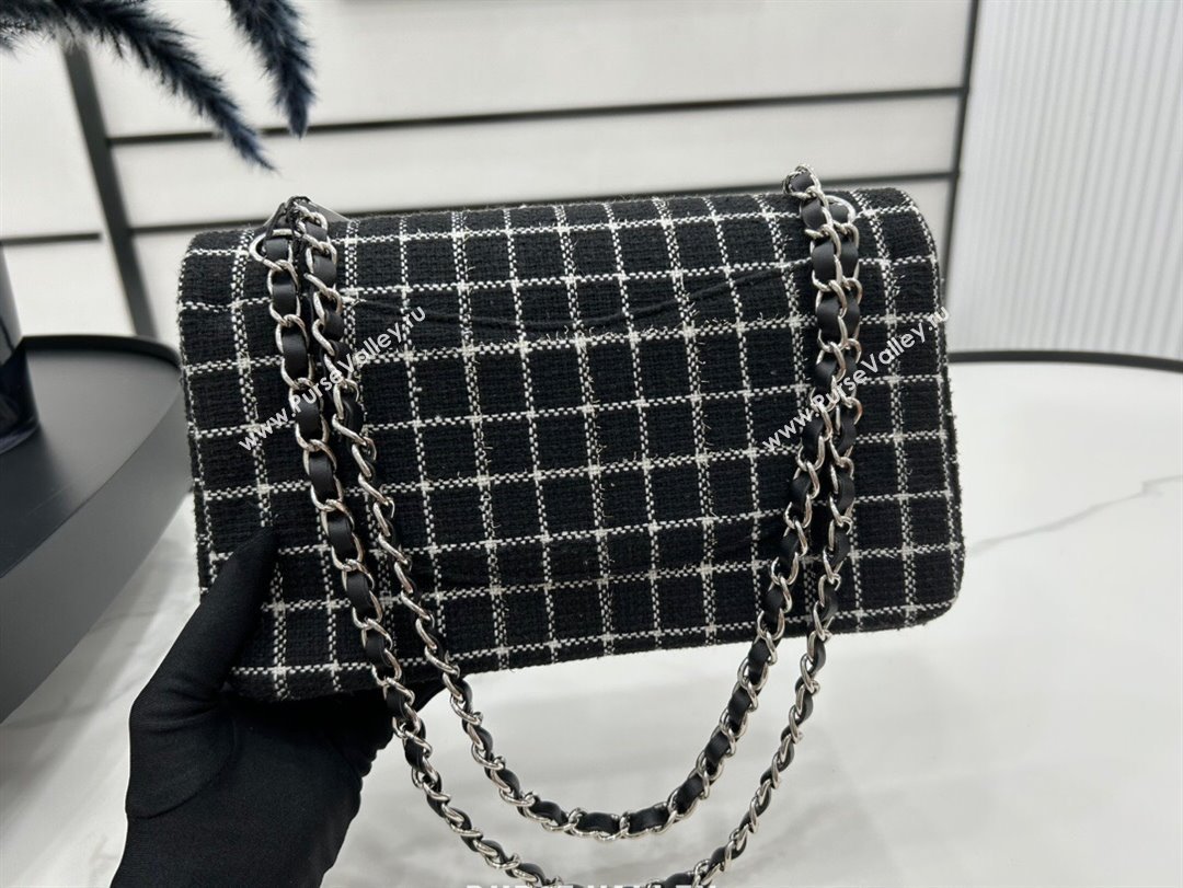 Chanel Classic Check Tweed Medium Flap Bag A01112 Black 2023 1020 (yezi-231020053)