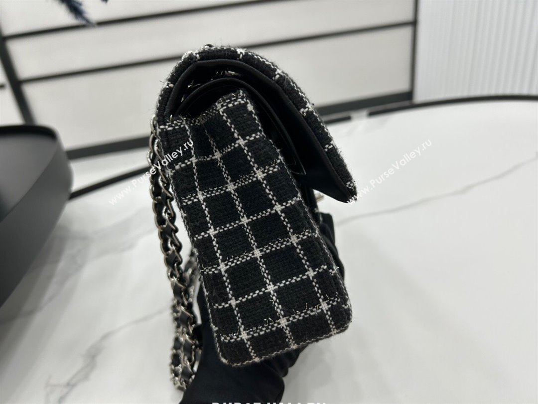 Chanel Classic Check Tweed Medium Flap Bag A01112 Black 2023 1020 (yezi-231020053)