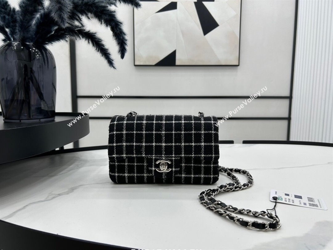 Chanel Classic Check Tweed Mini Flap Bag A01116 Black 2023 1020 (yezi-231020062)