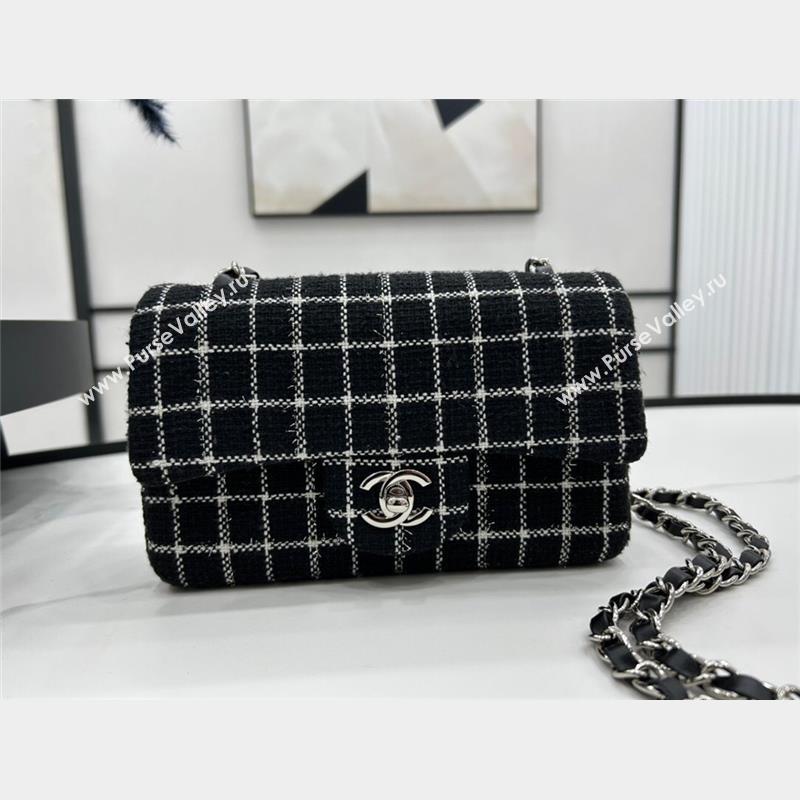 Chanel Classic Check Tweed Mini Flap Bag A01116 Black 2023 1020 (yezi-231020062)