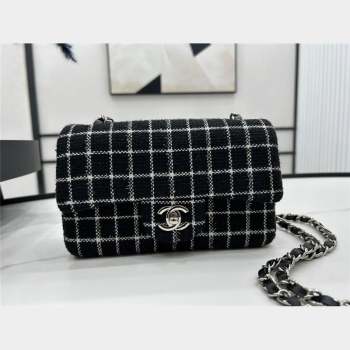 Chanel Classic Check Tweed Mini Flap Bag A01116 Black 2023 1020 (yezi-231020062)