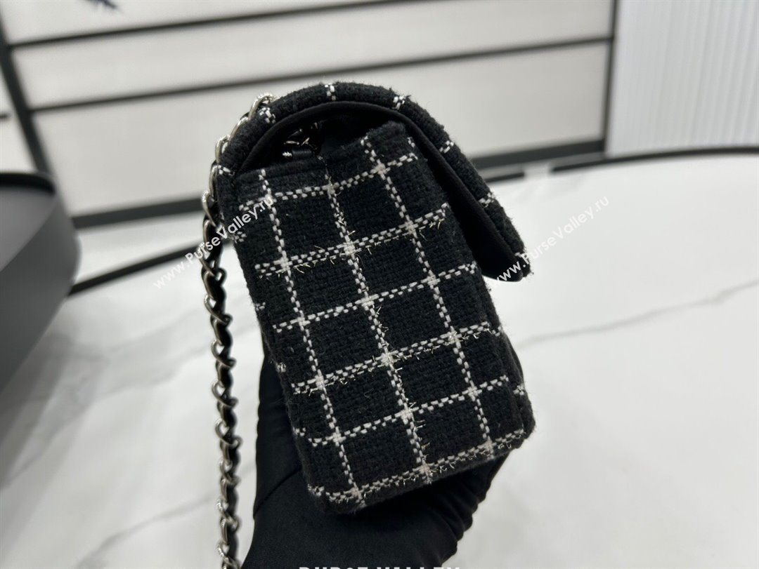 Chanel Classic Check Tweed Mini Flap Bag A01116 Black 2023 1020 (yezi-231020062)