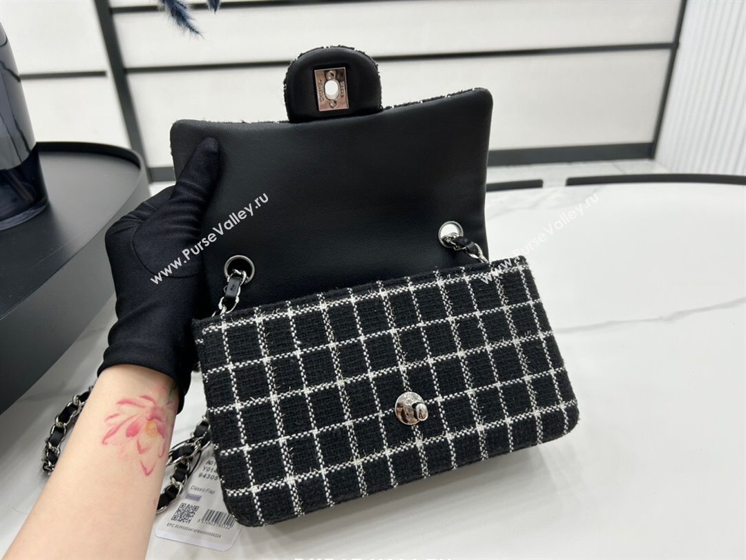 Chanel Classic Check Tweed Mini Flap Bag A01116 Black 2023 1020 (yezi-231020062)