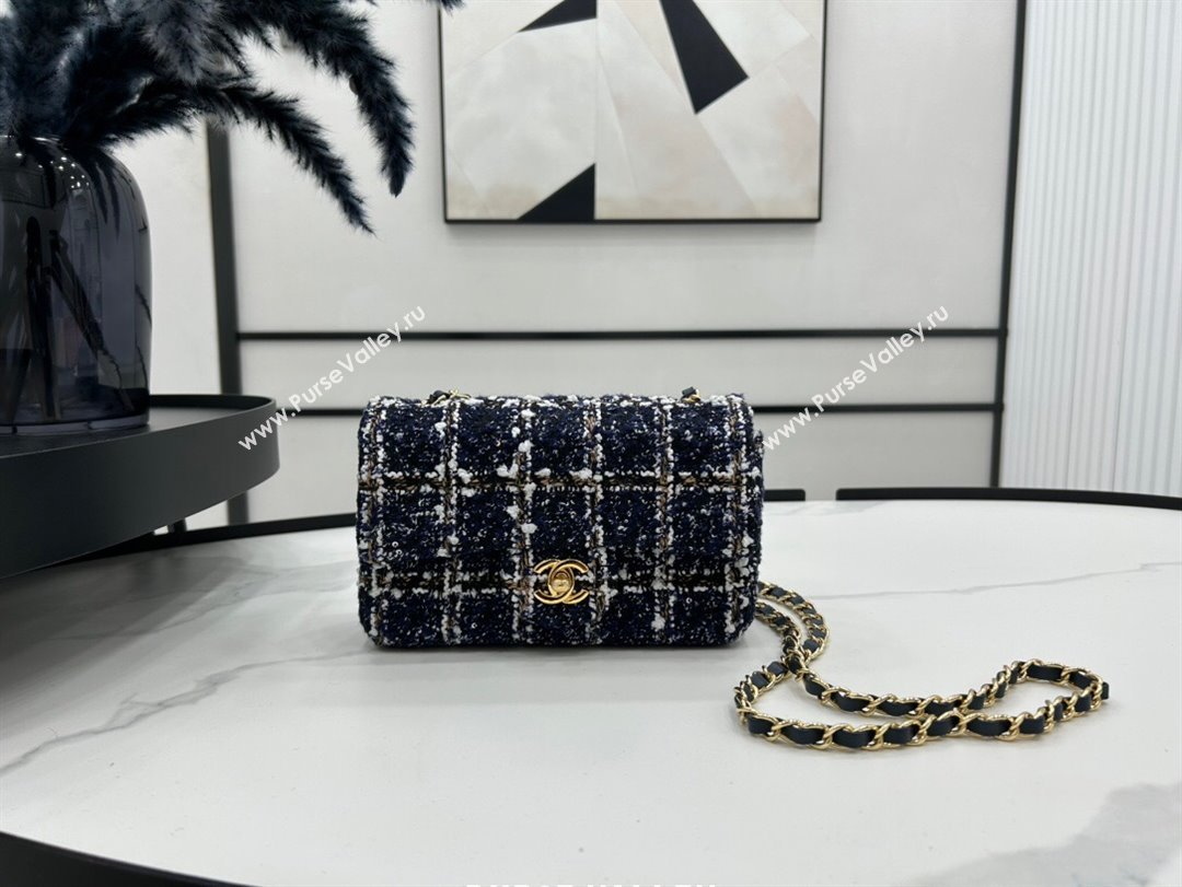 Chanel Classic Tweed Mini Flap Bag A01116 Navy Blue 2023 1020 (yezi-231020065)