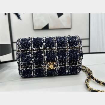 Chanel Classic Tweed Mini Flap Bag A01116 Navy Blue 2023 1020 (yezi-231020065)