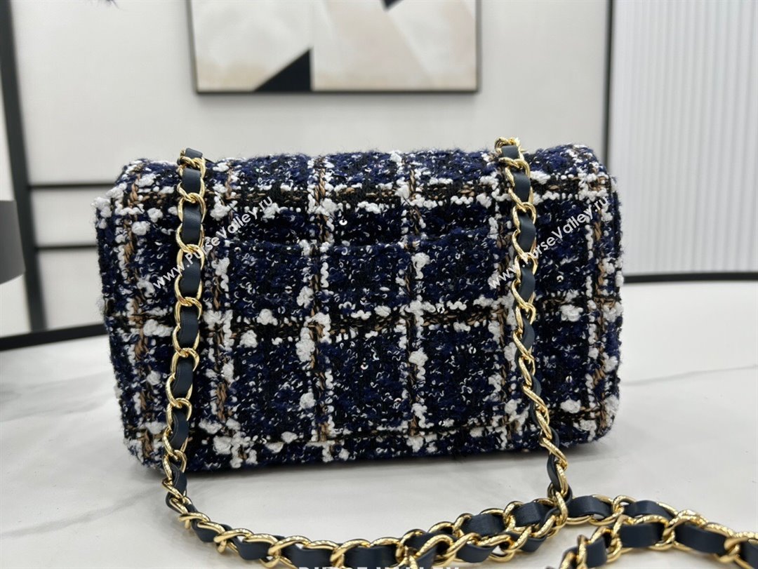 Chanel Classic Tweed Mini Flap Bag A01116 Navy Blue 2023 1020 (yezi-231020065)