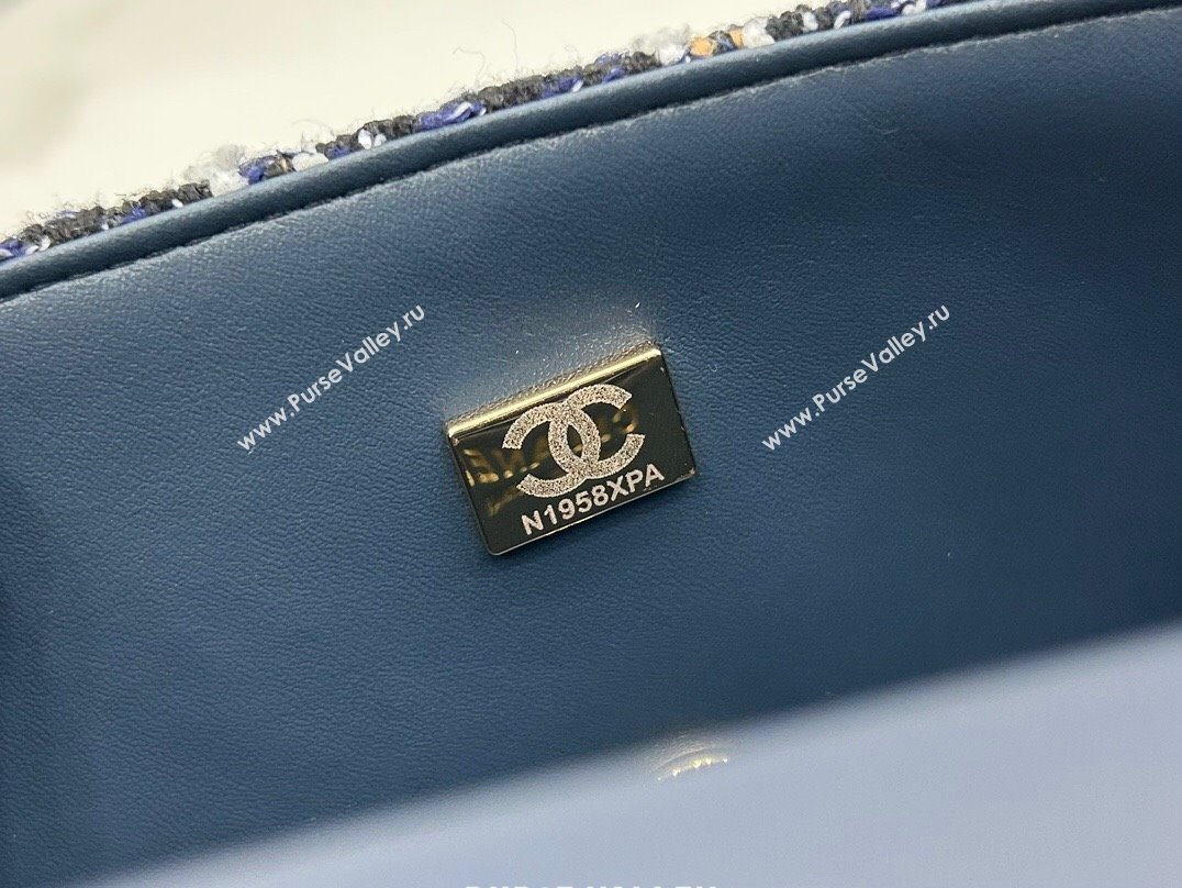 Chanel Classic Tweed Mini Flap Bag A01116 Navy Blue 2023 1020 (yezi-231020065)