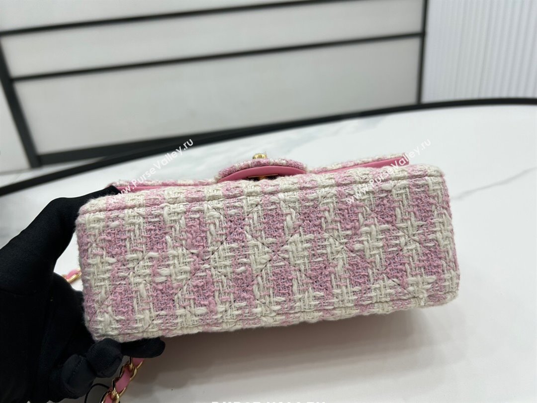 Chanel Classic Tweed Mini Flap Bag A01116 Purple White 2023 1020 (yezi-231020061)