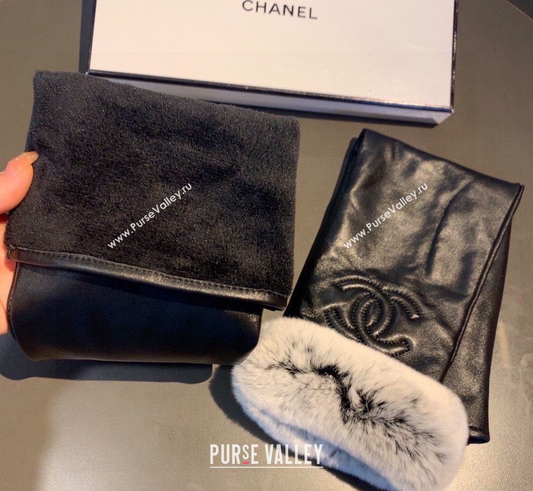 Chanel Lambskin and Rubbit Fur Sleeve Black 2023 1206 (XMN-231206052)