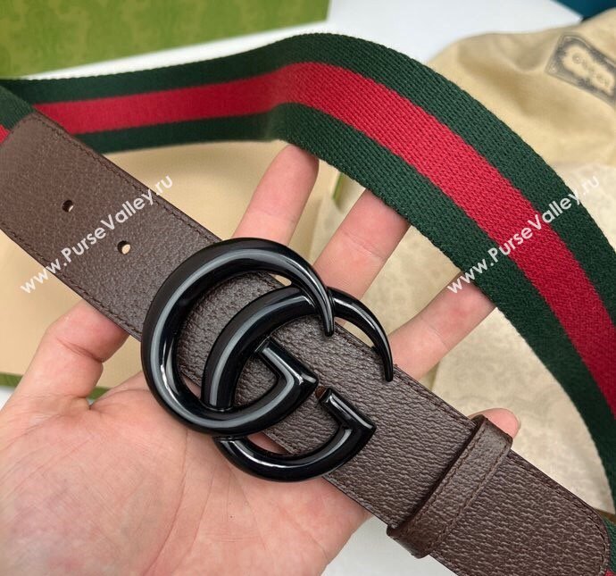 Gucci GG Belt 3.8cm in Leather and Web Fabric 2023 1207 (99-231207055)