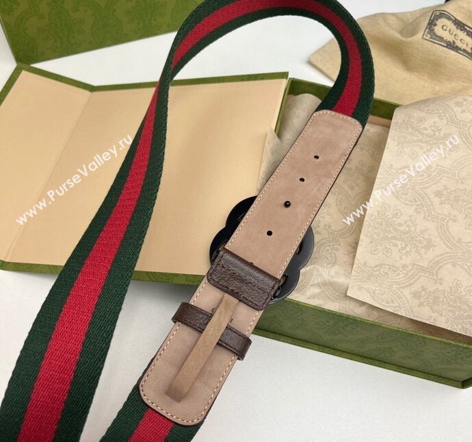 Gucci GG Belt 3.8cm in Leather and Web Fabric 2023 1207 (99-231207055)