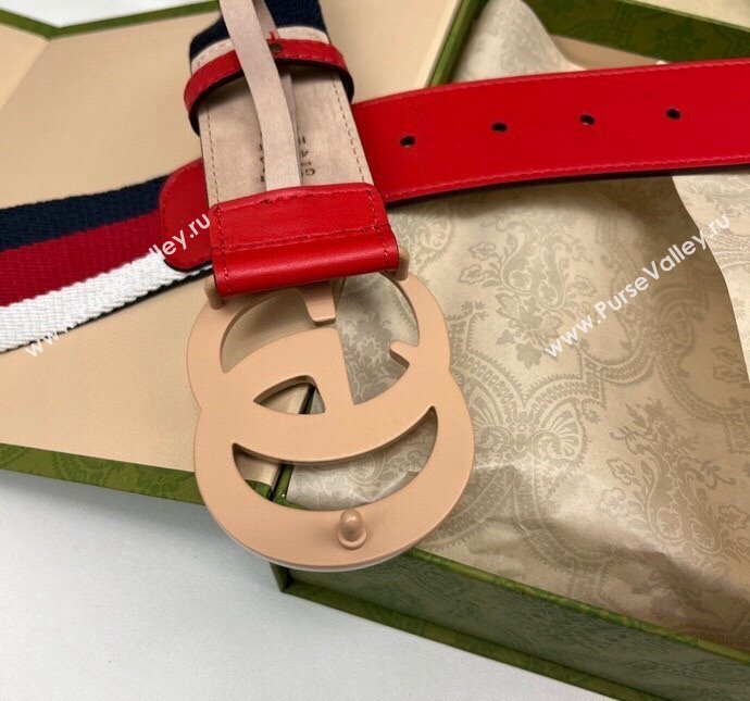 Gucci GG Belt 3.8cm in Leather and Web Fabric 2023 1207 (99-231207055)