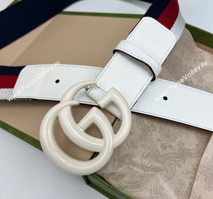 Gucci GG Belt 3.8cm in Leather and Web Fabric 2023 1207 (99-231207055)