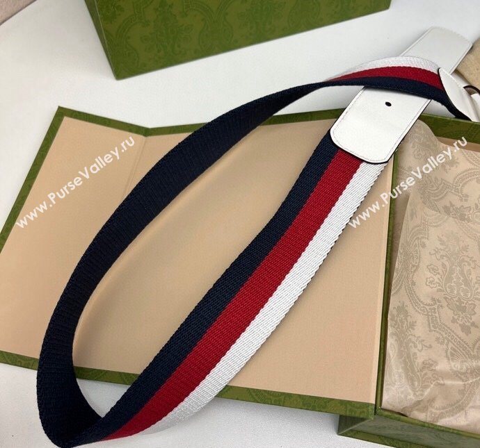 Gucci GG Belt 3.8cm in Leather and Web Fabric 2023 1207 (99-231207055)