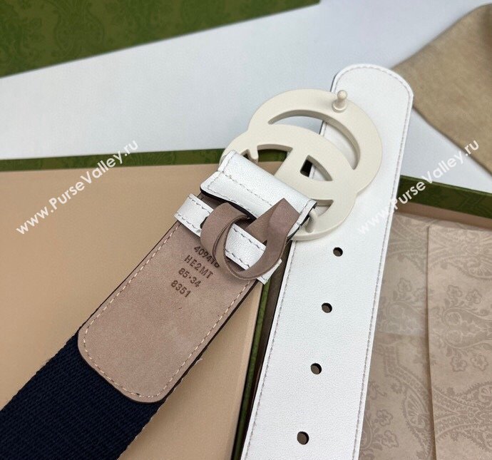 Gucci GG Belt 3.8cm in Leather and Web Fabric 2023 1207 (99-231207055)