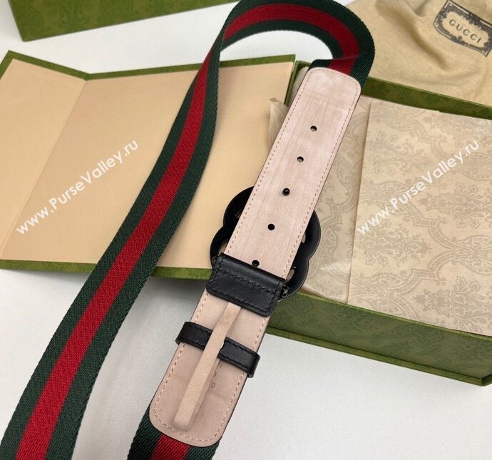 Gucci GG Belt 3.8cm in Leather and Web Fabric 2023 1207 (99-231207055)