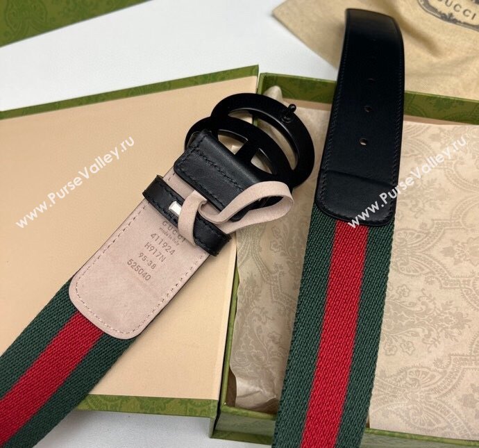 Gucci GG Belt 3.8cm in Leather and Web Fabric 2023 1207 (99-231207055)