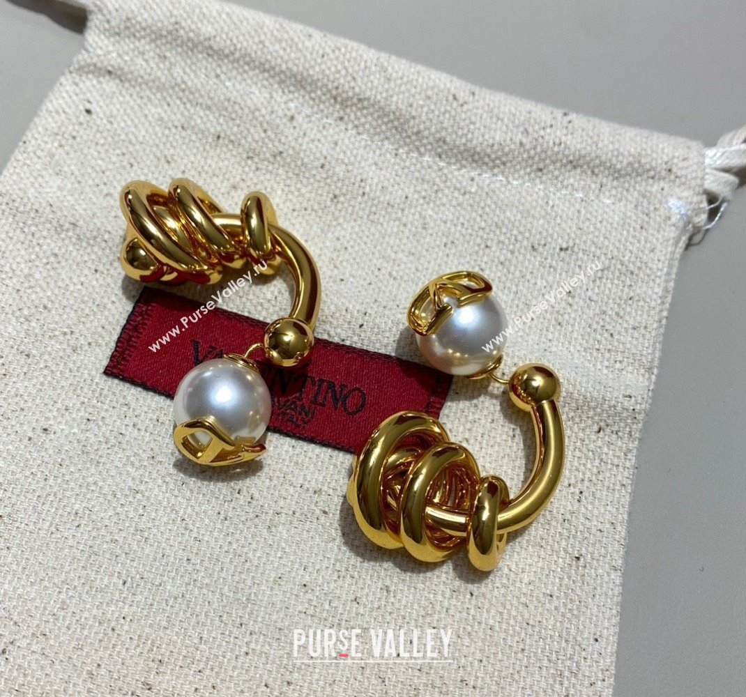 Valentino Vintage Earrings with Pearl Gold 2023 1207 (YF-231207058)