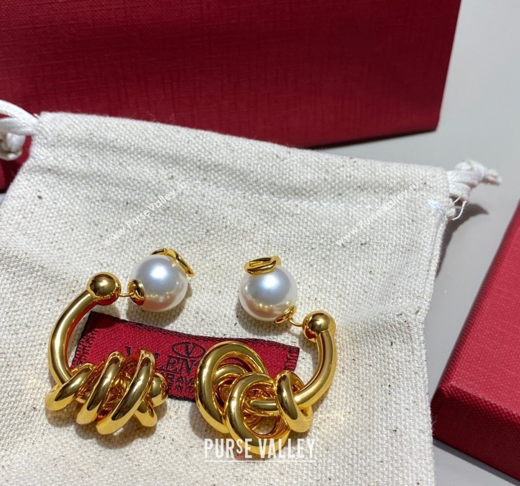 Valentino Vintage Earrings with Pearl Gold 2023 1207 (YF-231207058)