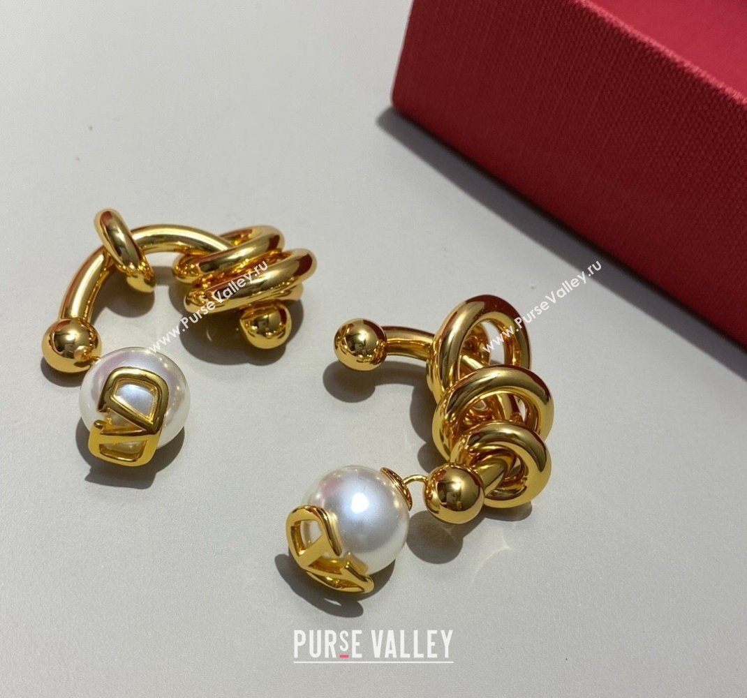 Valentino Vintage Earrings with Pearl Gold 2023 1207 (YF-231207058)