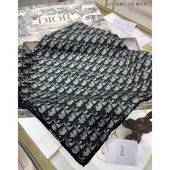 Dior Oblique Cashmere Square Shawl Scarf 140cm Dark Grey 2023 1206 (WTZ-231206089)