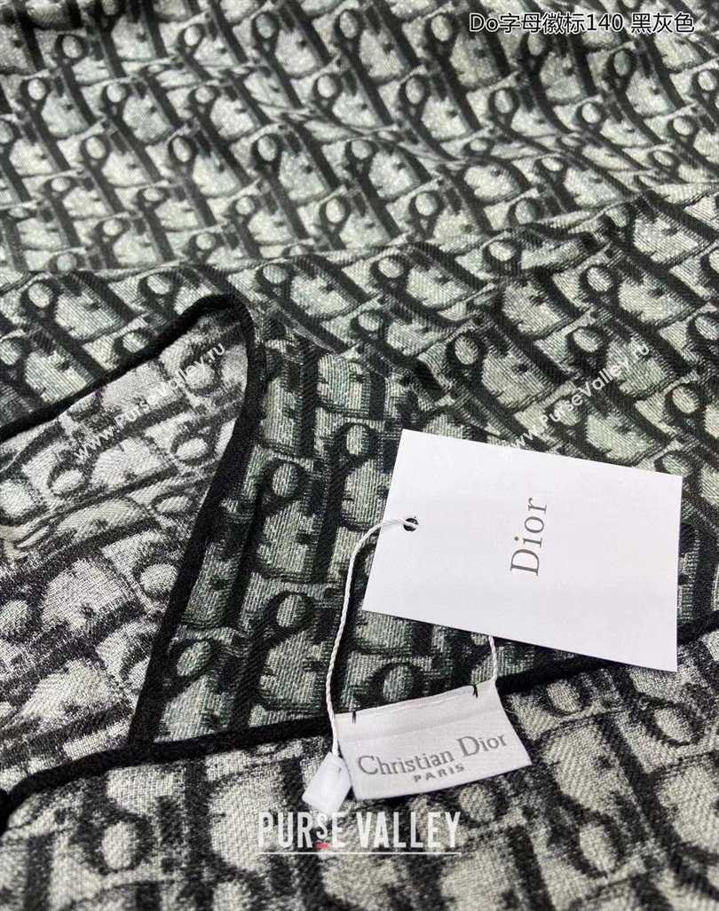 Dior Oblique Cashmere Square Shawl Scarf 140cm Dark Grey 2023 1206 (WTZ-231206089)