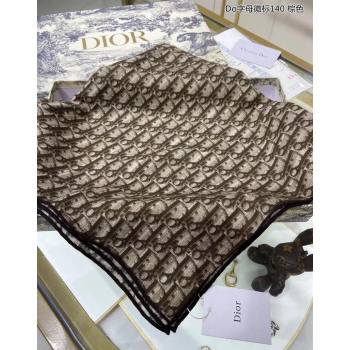 Dior Oblique Cashmere Square Shawl Scarf 140cm Brown 2023 1206 (WTZ-231206090)