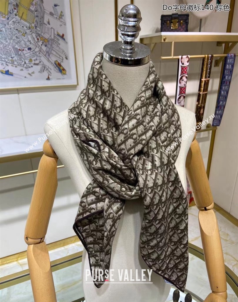 Dior Oblique Cashmere Square Shawl Scarf 140cm Brown 2023 1206 (WTZ-231206090)