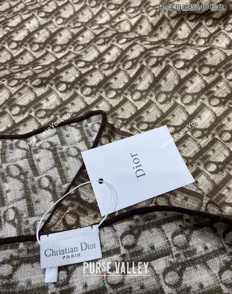 Dior Oblique Cashmere Square Shawl Scarf 140cm Brown 2023 1206 (WTZ-231206090)