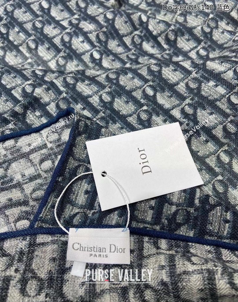 Dior Oblique Cashmere Square Shawl Scarf 140cm Blue 2023 1206 (WTZ-231206091)