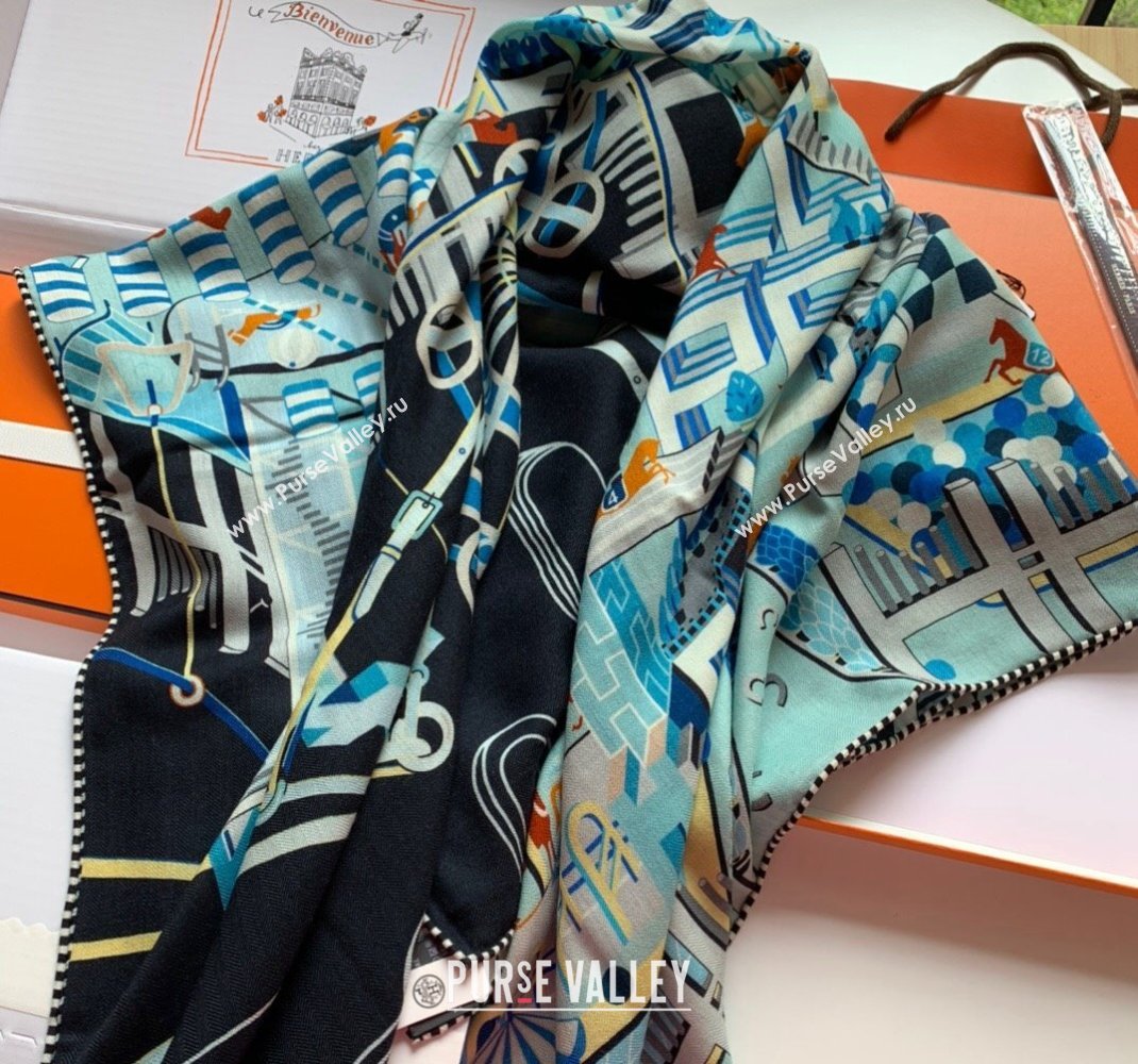 Hermes Cashmere Silk Sqaure Shawl Scarf 140cm CLUB Black H112140 2023 TOP (WNS-231206100)