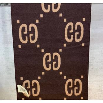 Gucci Jumbo GG Wool Scarf 35x190cm Brown 2023 1206 (WNS-231206108)