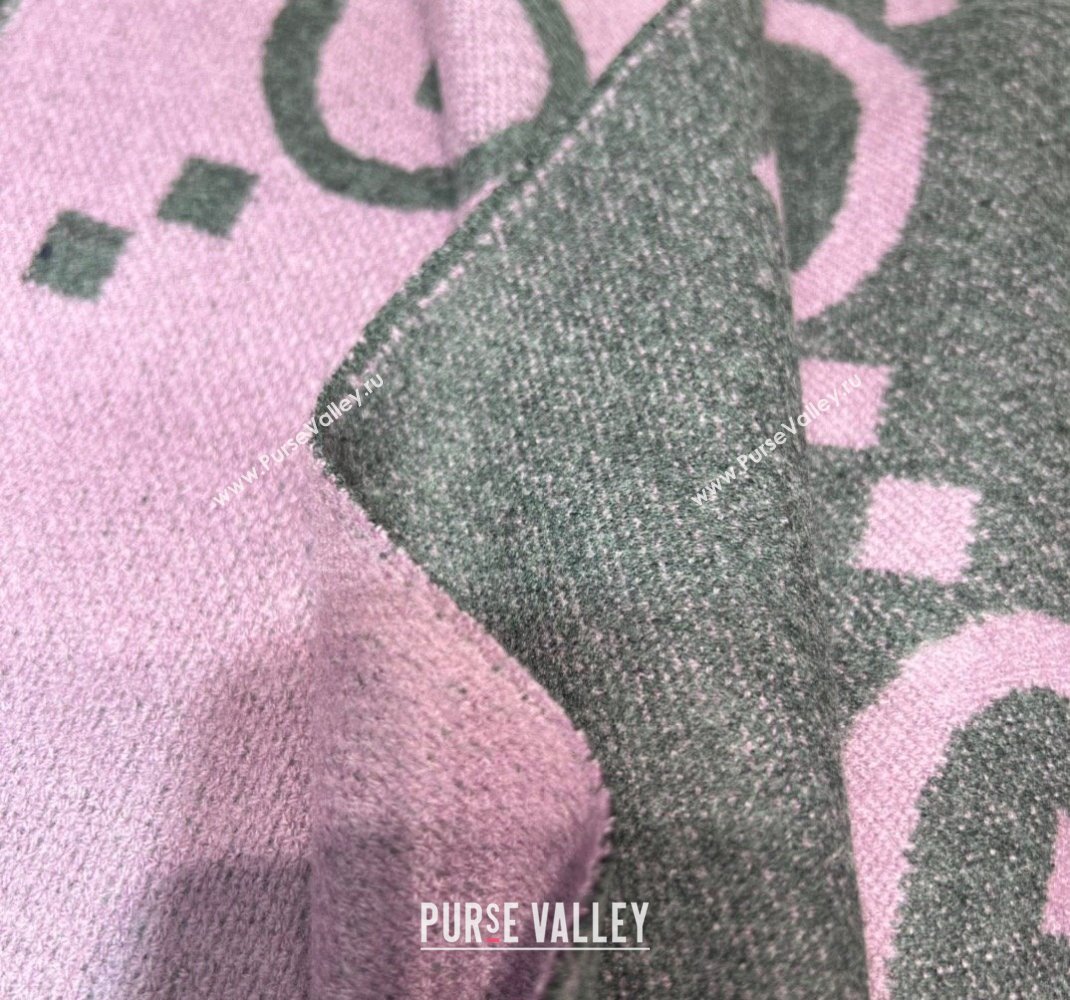 Gucci Jumbo GG Cashmere Scarf 45x200cm Grey/Pink 2023 1206 (WNS-231206112)