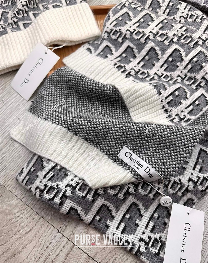 Dior Oblique Knit Hat and Scarf Set White 2023 1123 (XMN-231206011)