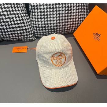 Hermes Baseball Hat with Logo Beige/Orange 2023 1206 (XMN-231206034)