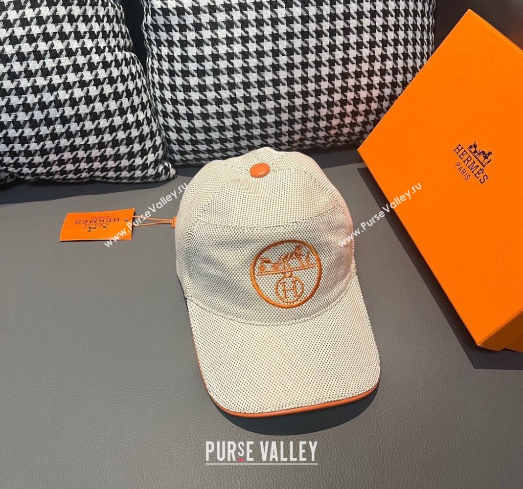 Hermes Baseball Hat with Logo Beige/Orange 2023 1206 (XMN-231206034)