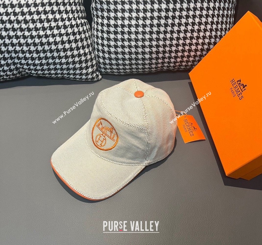 Hermes Baseball Hat with Logo Beige/Orange 2023 1206 (XMN-231206034)