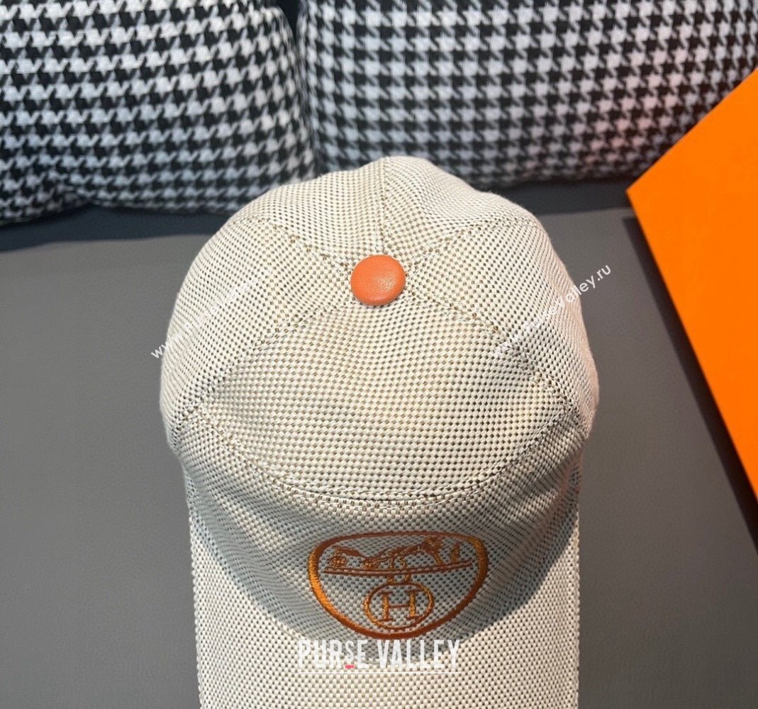 Hermes Baseball Hat with Logo Beige/Orange 2023 1206 (XMN-231206034)