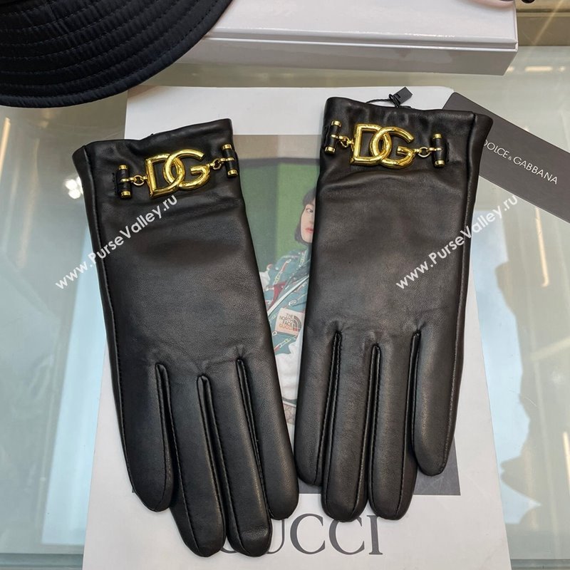 Dolce Gabbana DG Lambskin and Cashmere Gloves Black 2023 1206 (A-231206061)